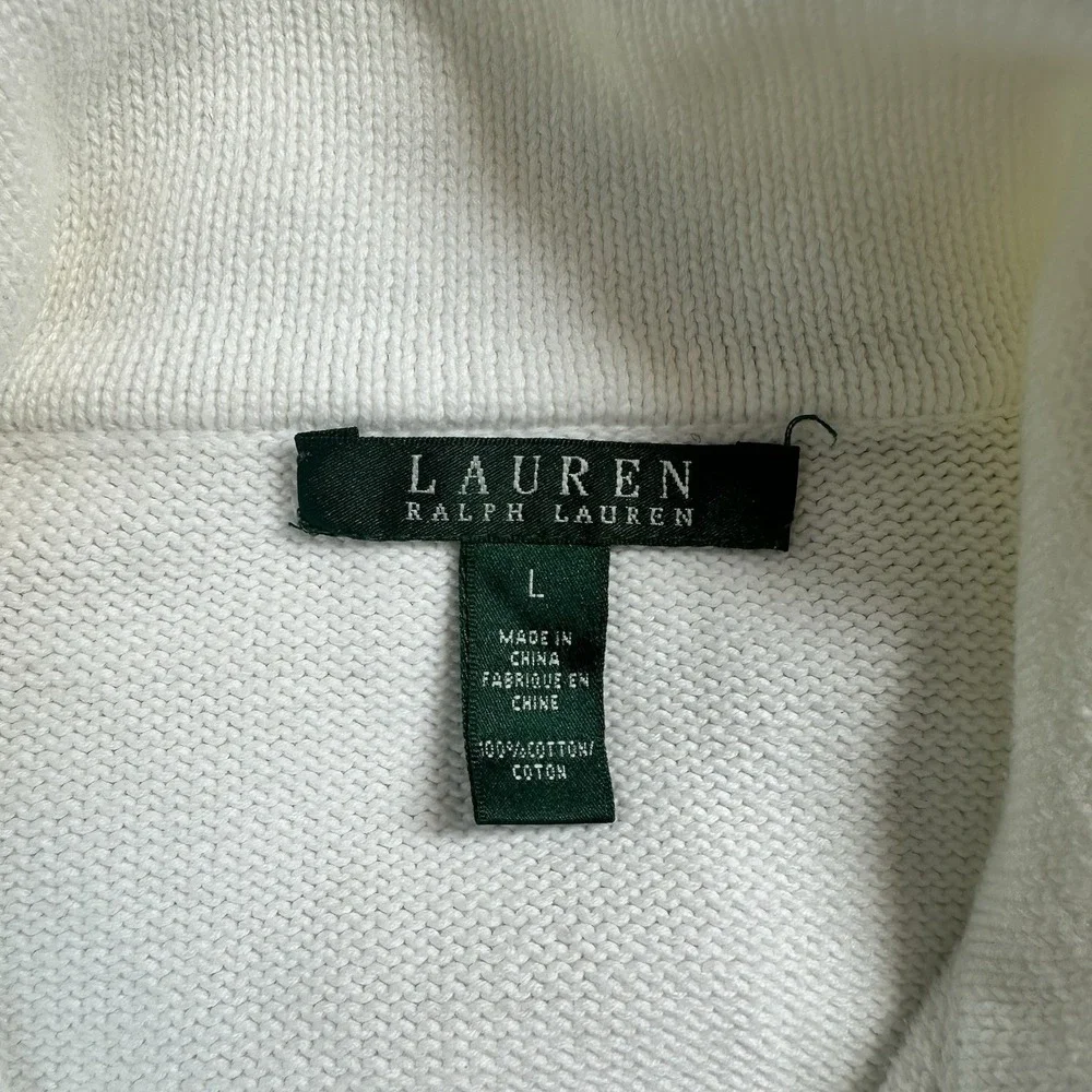 Lauren Ralph Lauren Women's Large‎ White Full Button Cardigan Sweater Casual